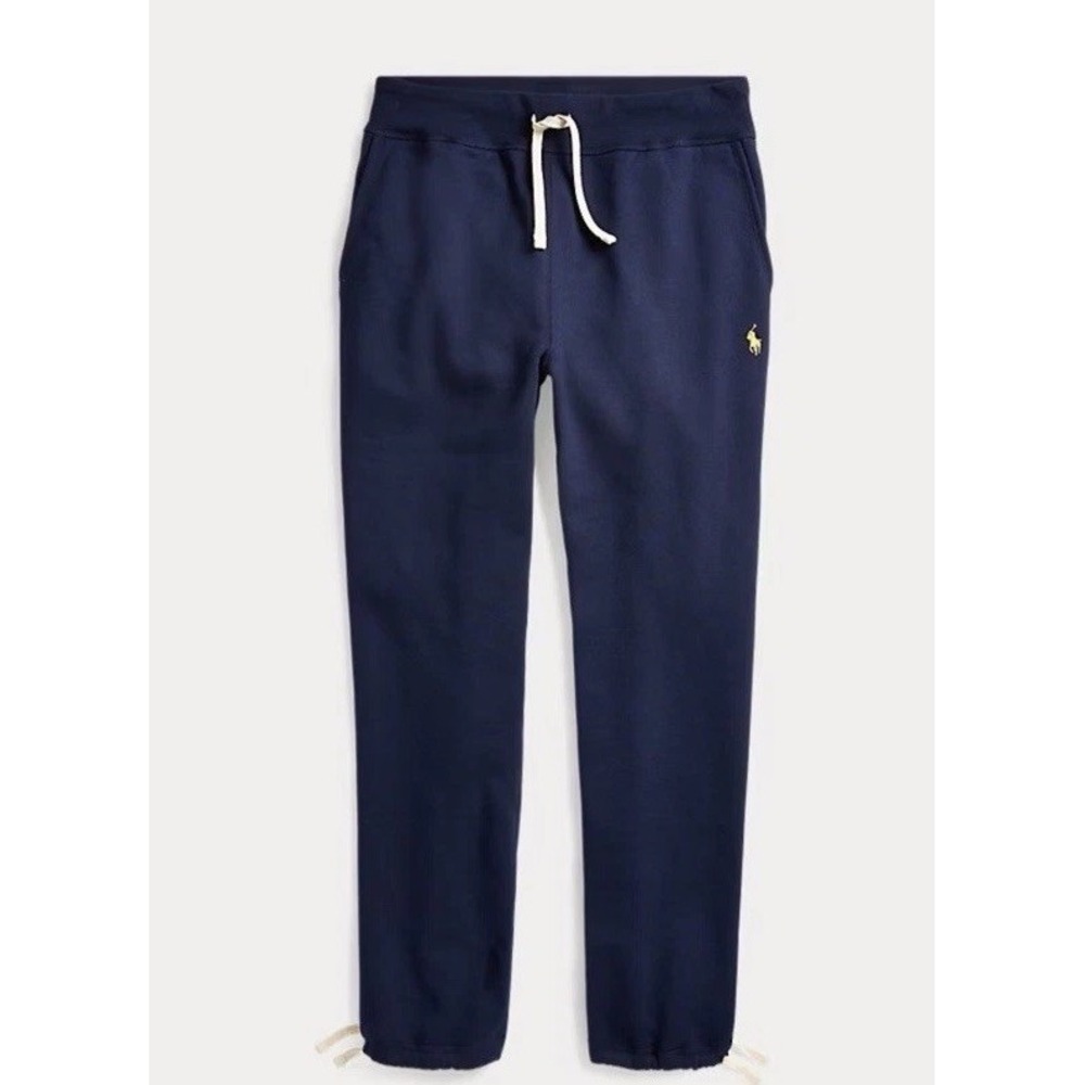 Polo Ralph Lauren Mens Small Fleece Drawstring Pants Navy Cotton Pony Joggers